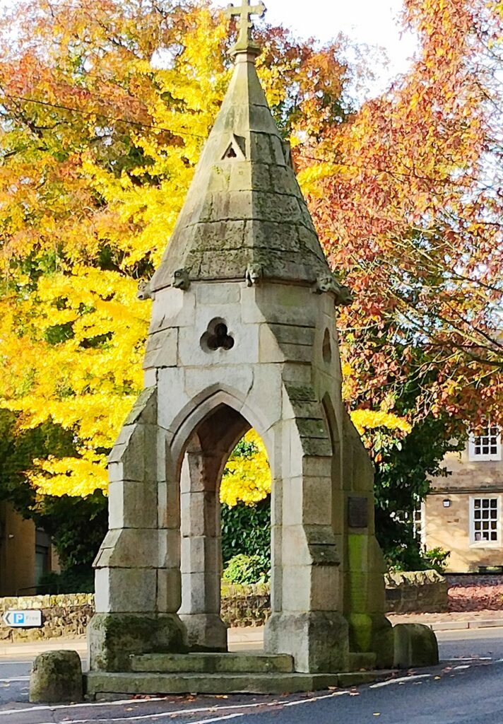 Peel monument with autumn leaves