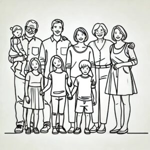 Outline sketch of  family groups