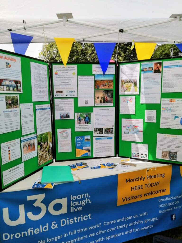 DDu3a display boards at an event